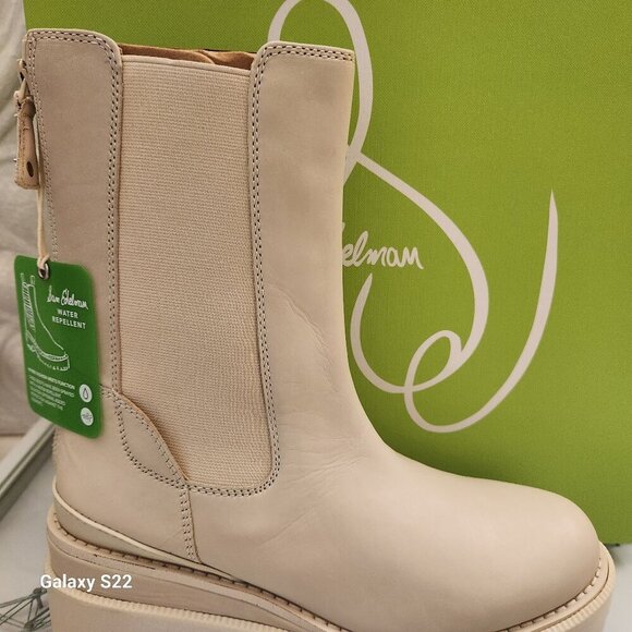 Sam Edelman Genia back zip Chelsea lug boot in Ivory leather. NIB. Size 6 - Picture 1 of 14